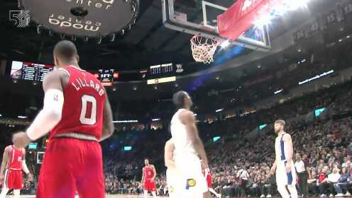 《NBA全场集锦》这球运气占7分 利拉德新手一抛皮球连续砸筐跌入网窝