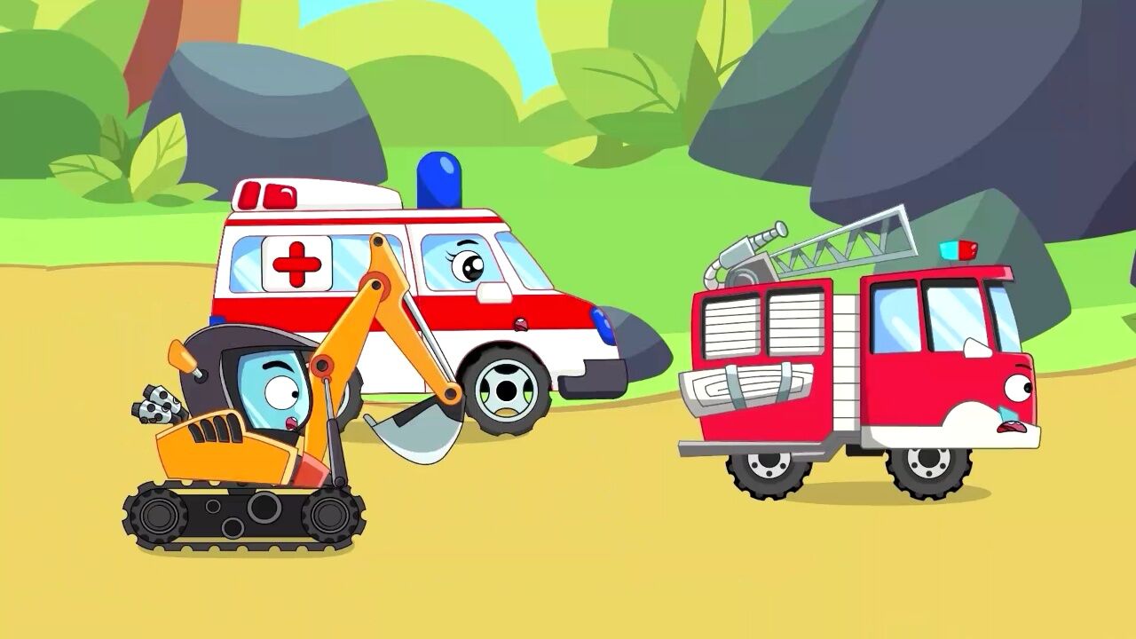 工程车进入电视中的世界