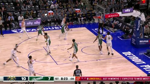 《NBA全场集锦》【回放】 NBA常规赛：掘金vs活塞第1节英文解说回放