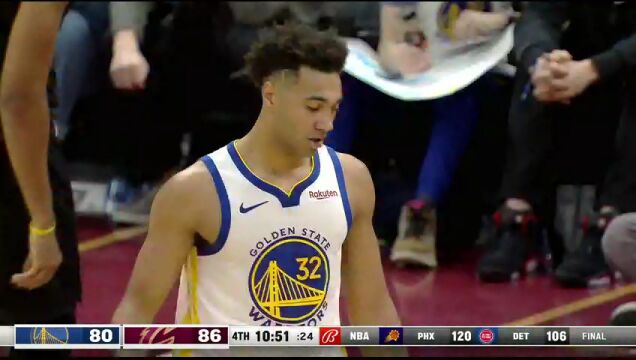 NBA常规赛：勇士vs骑士第4节英文原声回放