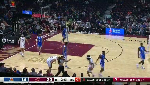 NBA季前赛：拉阿纳纳马卡比vs骑士第1节中文解说回放