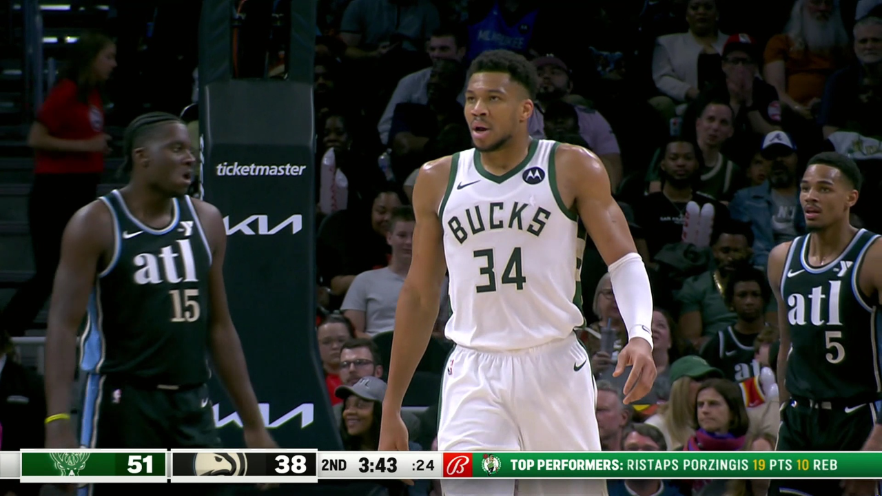 速度与力量得完美结合 字母哥转身甩开卡佩拉上篮打进2 1