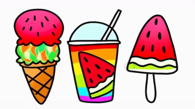 冰淇淋冰棒和饮料的简笔画视频
