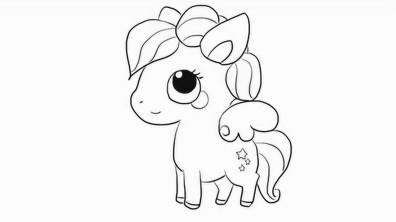 可爱的小白马儿童亲子简笔画