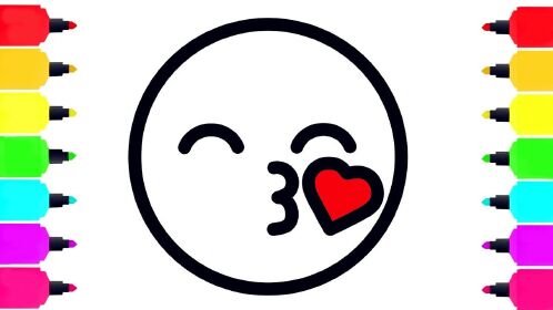 教宝宝画笑脸学习颜色简笔画涂色彩