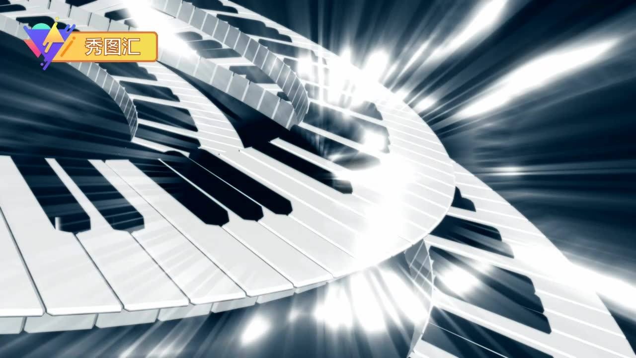 a14,旋转的钢琴键盘视频素材