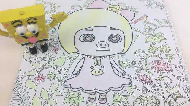 猪猪侠菲菲水彩画玩具,海绵宝宝画图填色亲子游戏