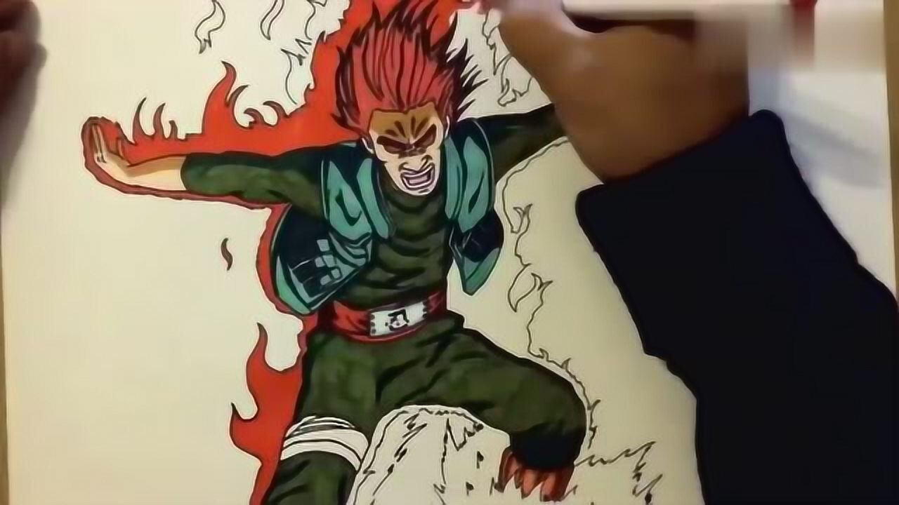 速画火影忍者八门遁甲之阵迈特凯speed drawing naruto might guy