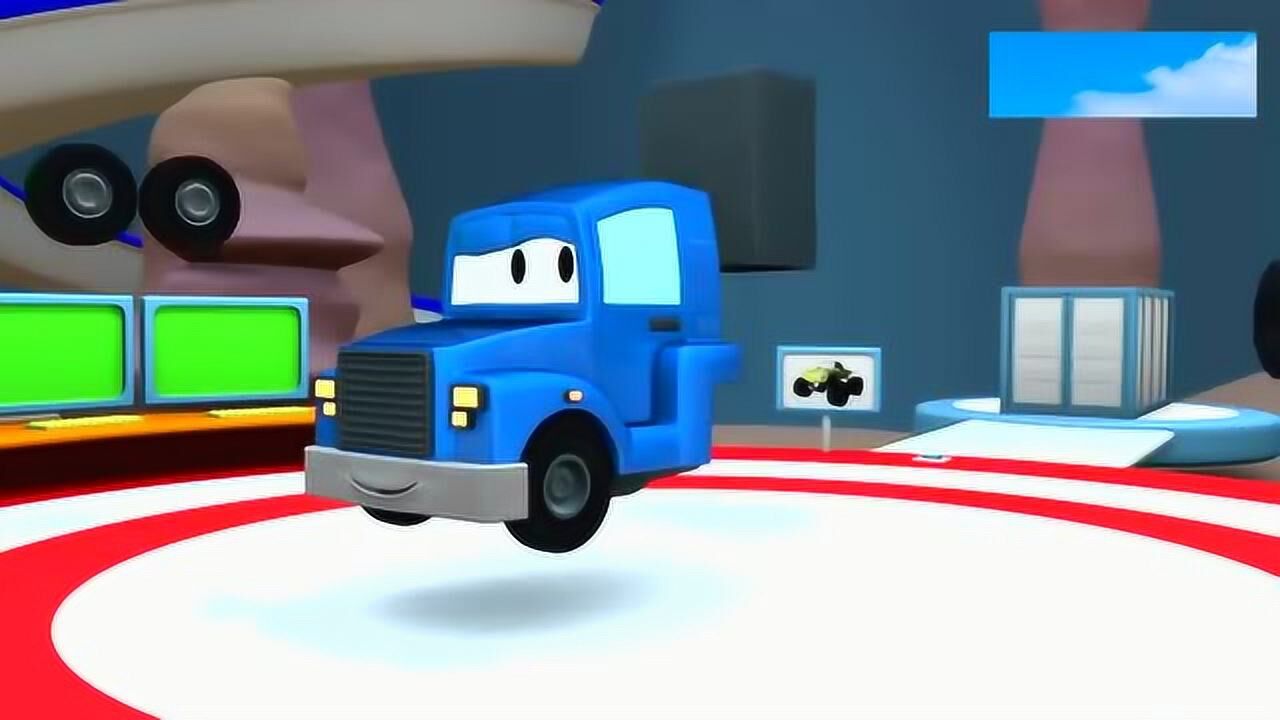 超级变形卡车卡尔和混凝土运输车在汽车城儿童动画