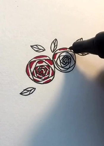 一笔画成玫瑰花简单粗暴一秒学会