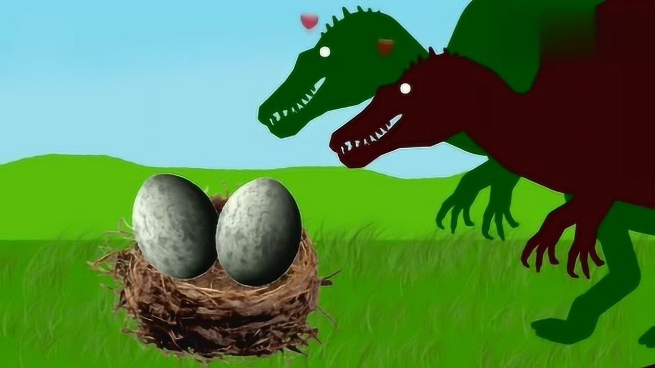 恐龙爸爸保护恐龙蛋,直到恐龙宝宝诞生,恐龙一家4口太开心啦!