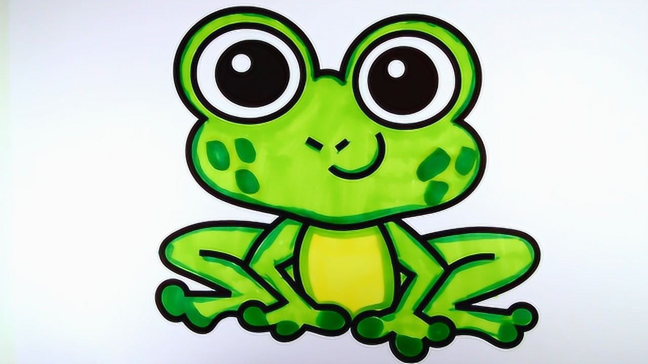 大眼睛小青蛙动物简笔画填色教程儿歌简笔画