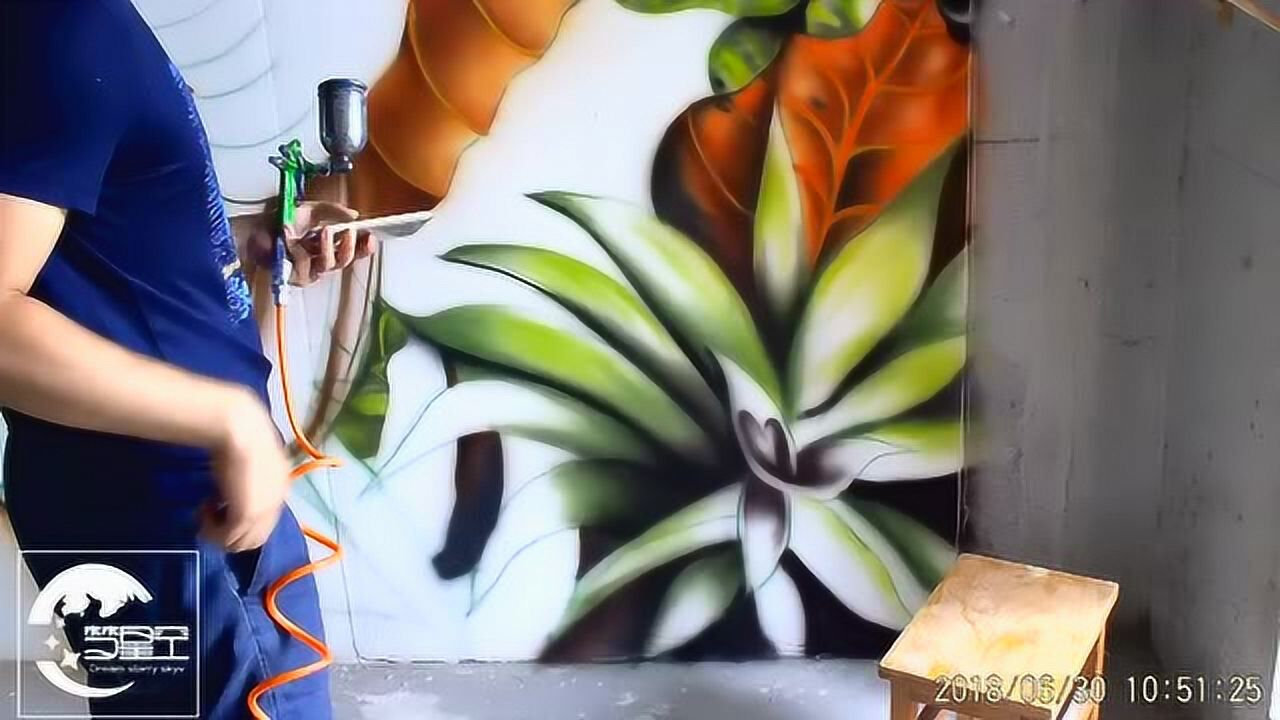 喷枪壁画彩绘-红鹦鹉