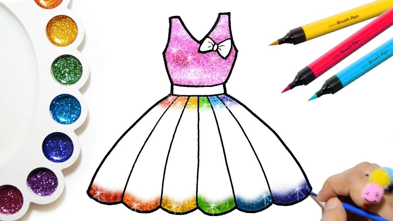 儿童涂色画:彩虹裙子画画