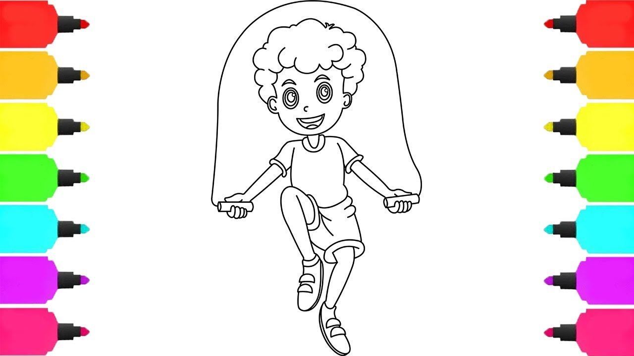 亲子简笔画:小子爱跳绳