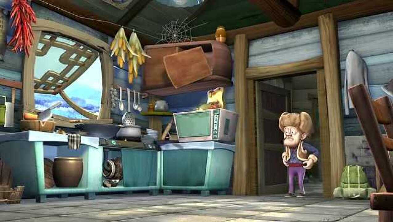 熊出没:蹦蹦在冰箱里面找松子和栗子了差点被光头强发现了