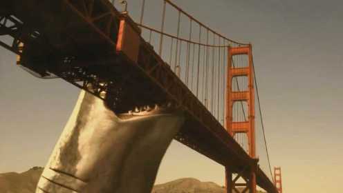 巨齿鲨高高跃起，直接咬断了金门大桥，只能让巨型章鱼来跟它PK！