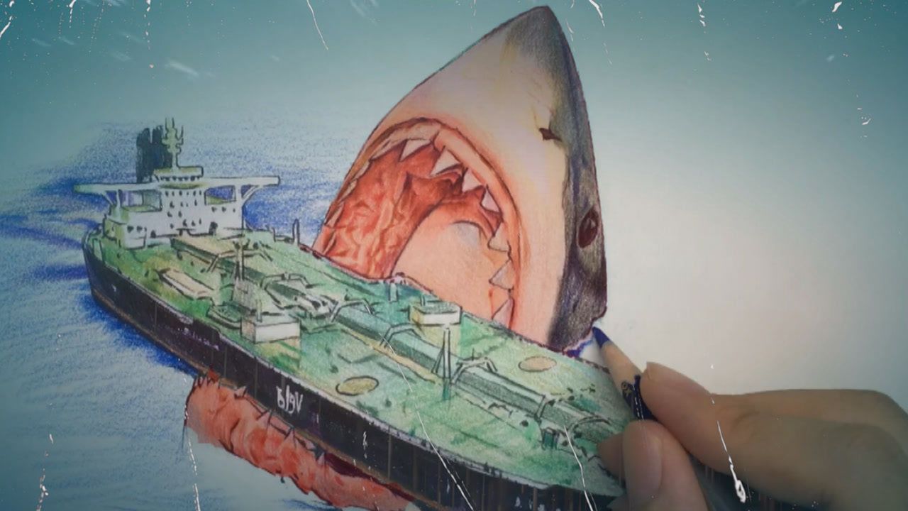 画巨齿鲨素描图片