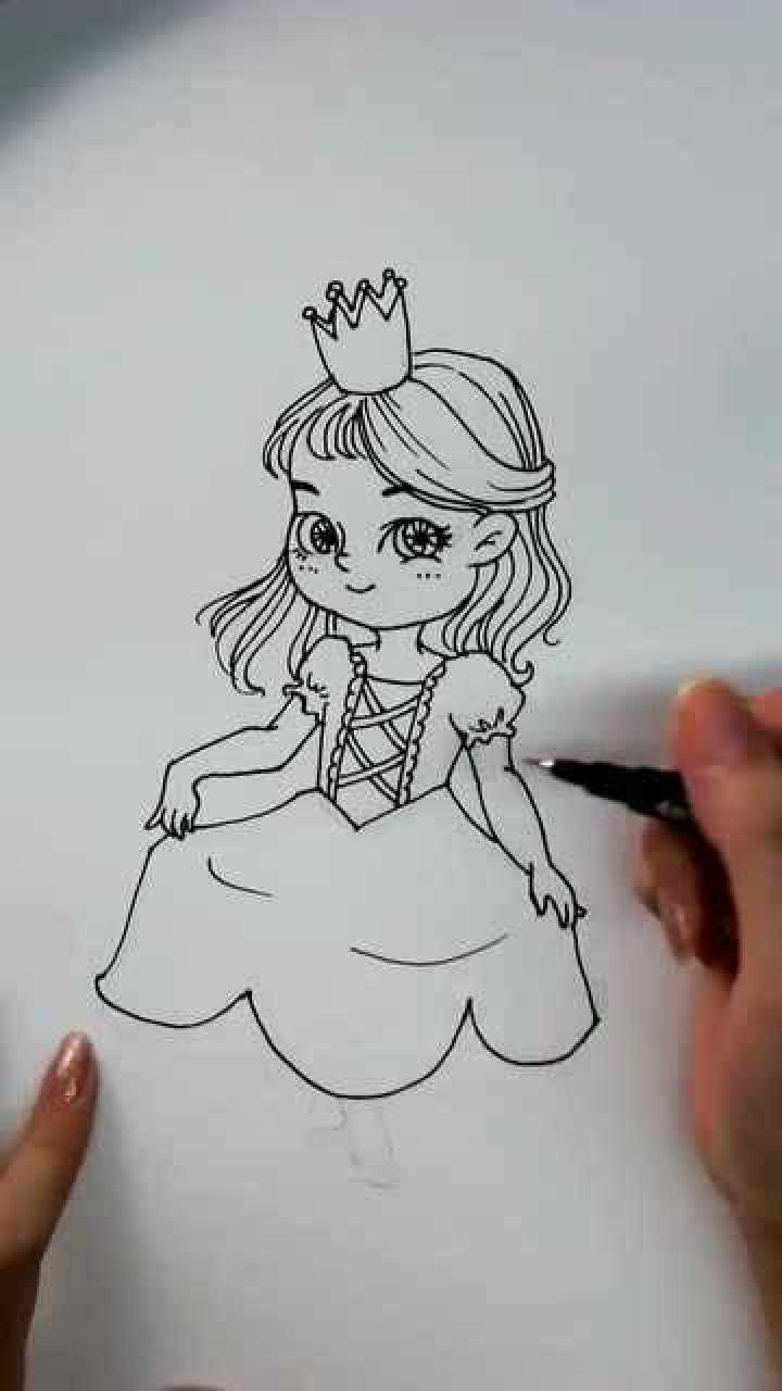 简笔画,今天教你画一位小公主,你学会了吗_腾讯视频