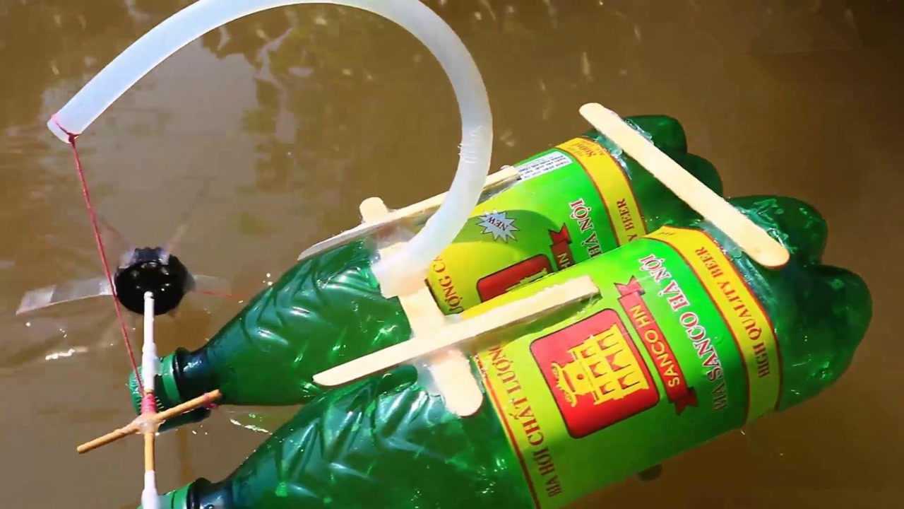 最简单的方法diy塑料瓶双桨轮船,不用电照样驱动,太好玩了!