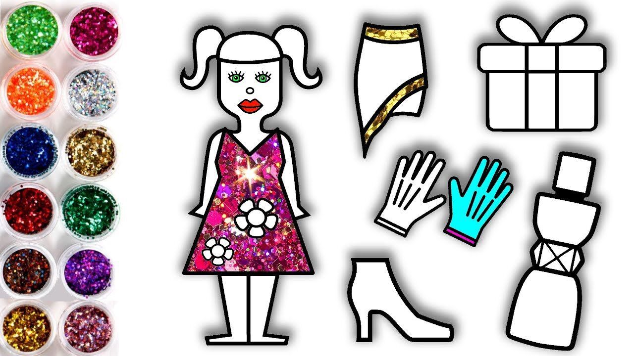 儿童简笔画:金粉公主化妆品