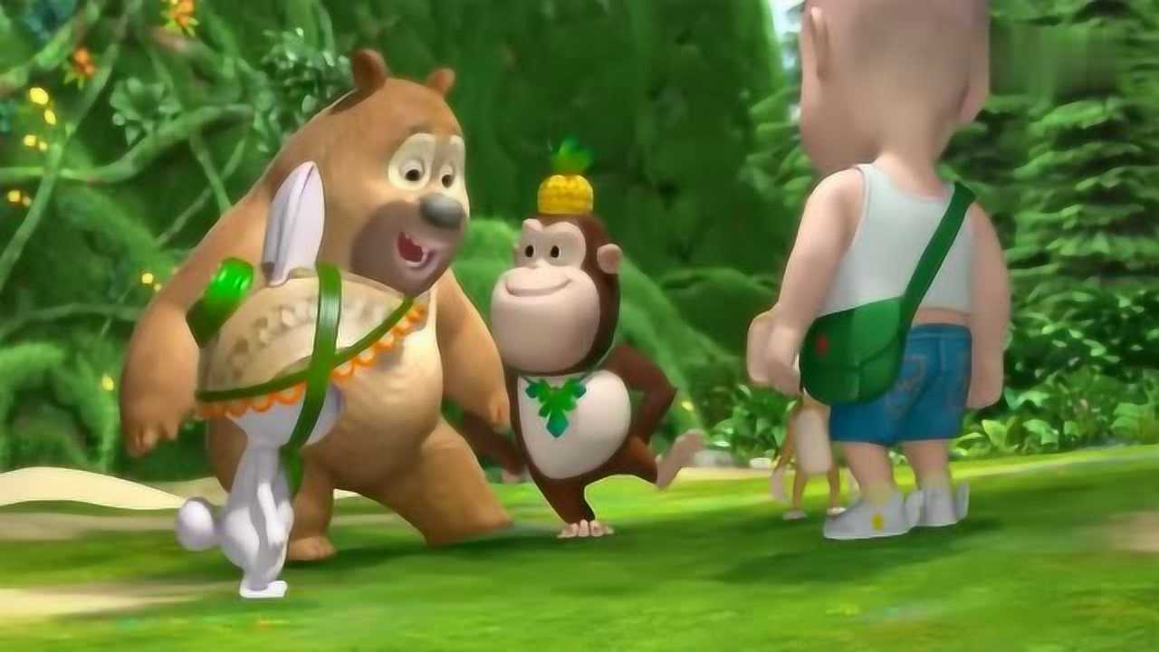 《熊熊乐园2》光头强不会系鞋带,却不小心摔倒啦!