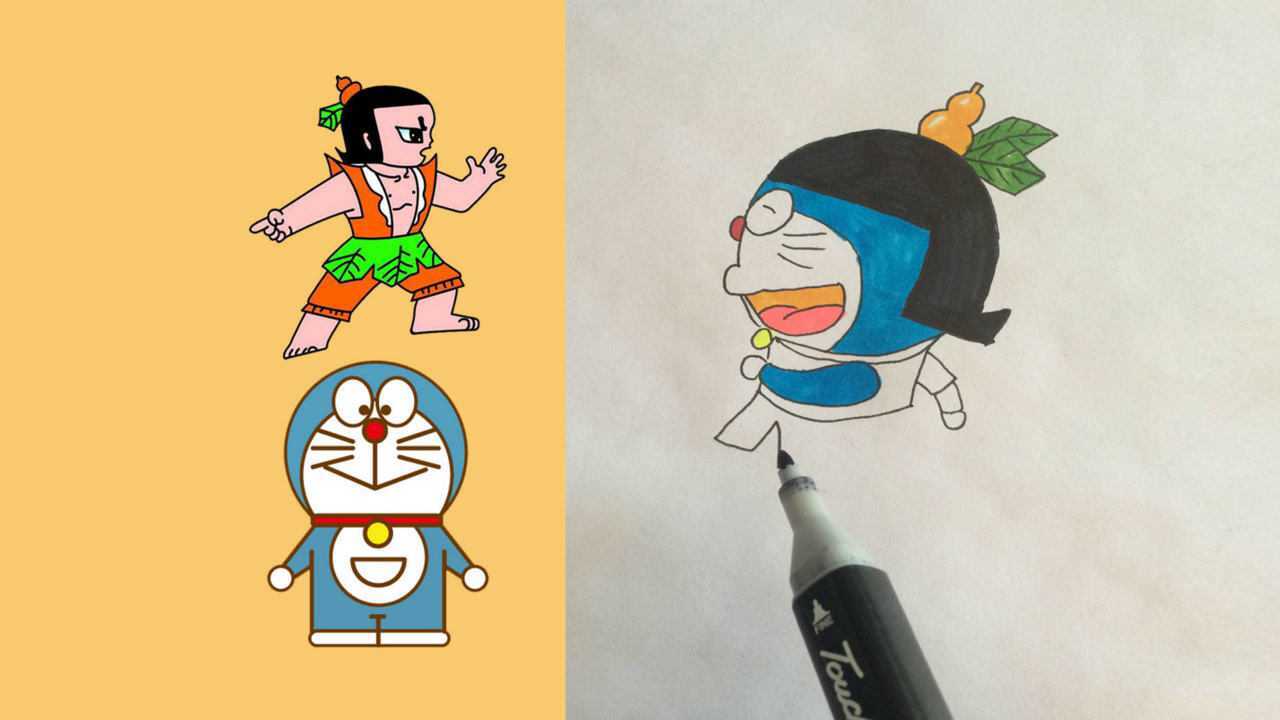 厉害了把机器猫和葫芦娃组合猜猜画出了什么