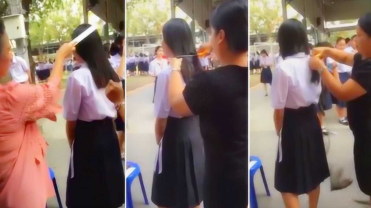 女学生长头发被老师强行剪掉校方：这是规定_腾讯视频