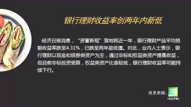 银行理财收益率创两年内新低