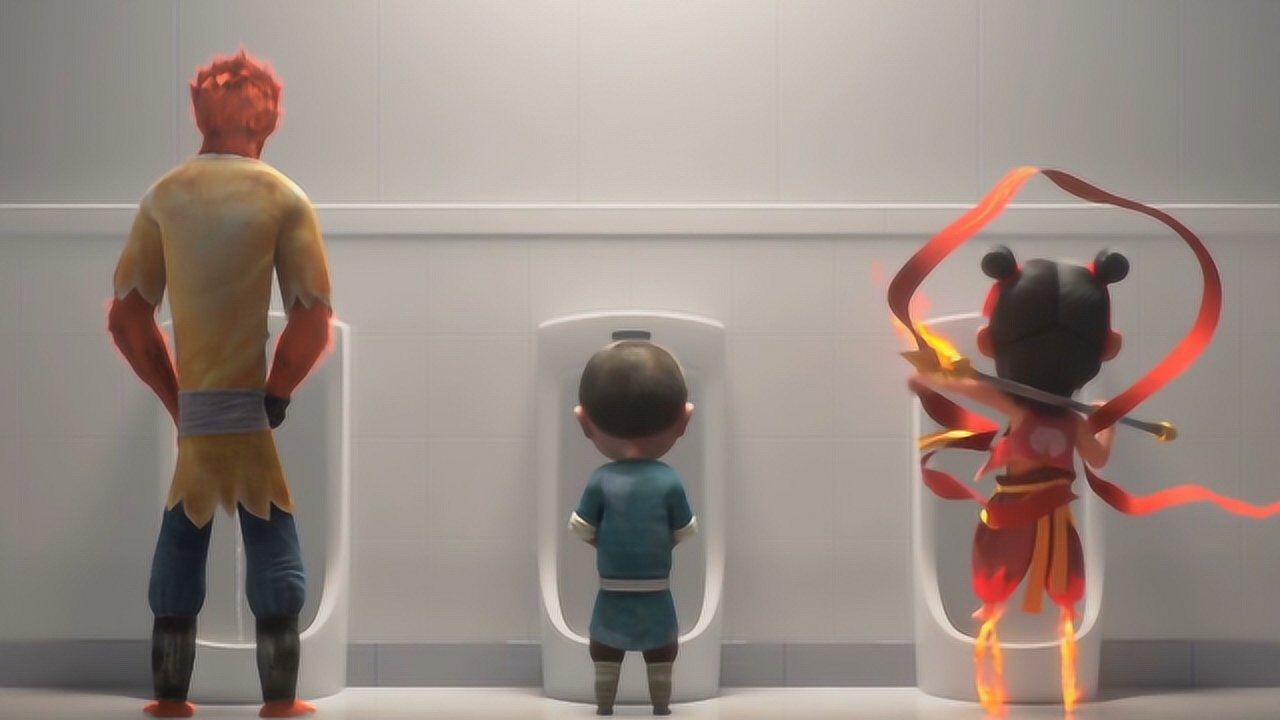 哪吒之魔童降世：孙大圣造谣哪吒是女孩，哪吒卫生间一招证明自己_高清