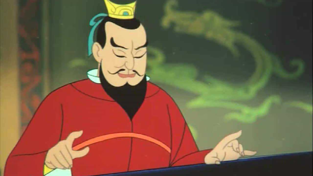 动画片哪吒闹海片段李靖弹古琴