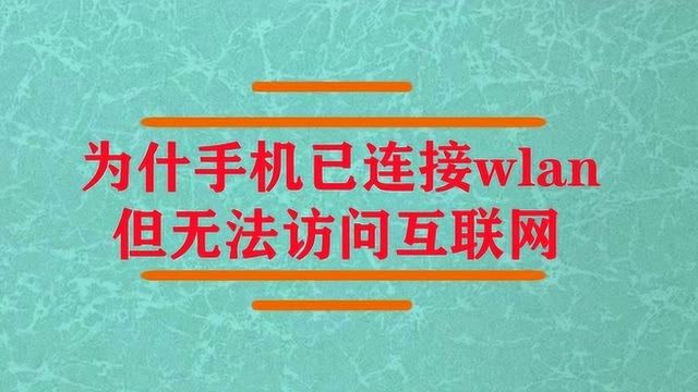 为什么手机已连接wlan但无法访问互联网?