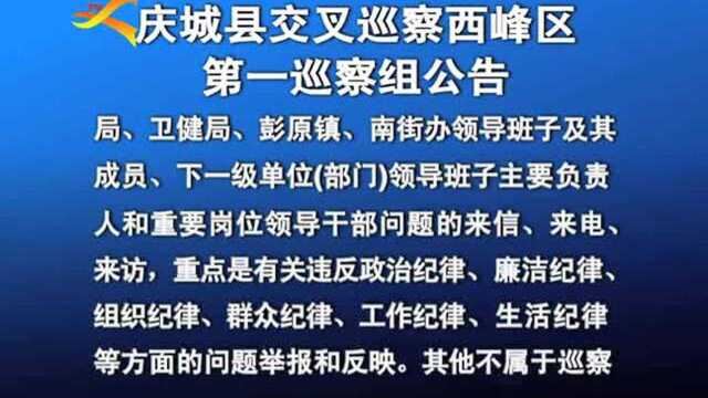 庆城县交叉巡察西峰区,第一巡察组公告