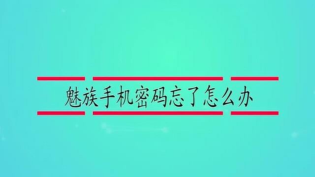 魅族手机密码忘了怎么办