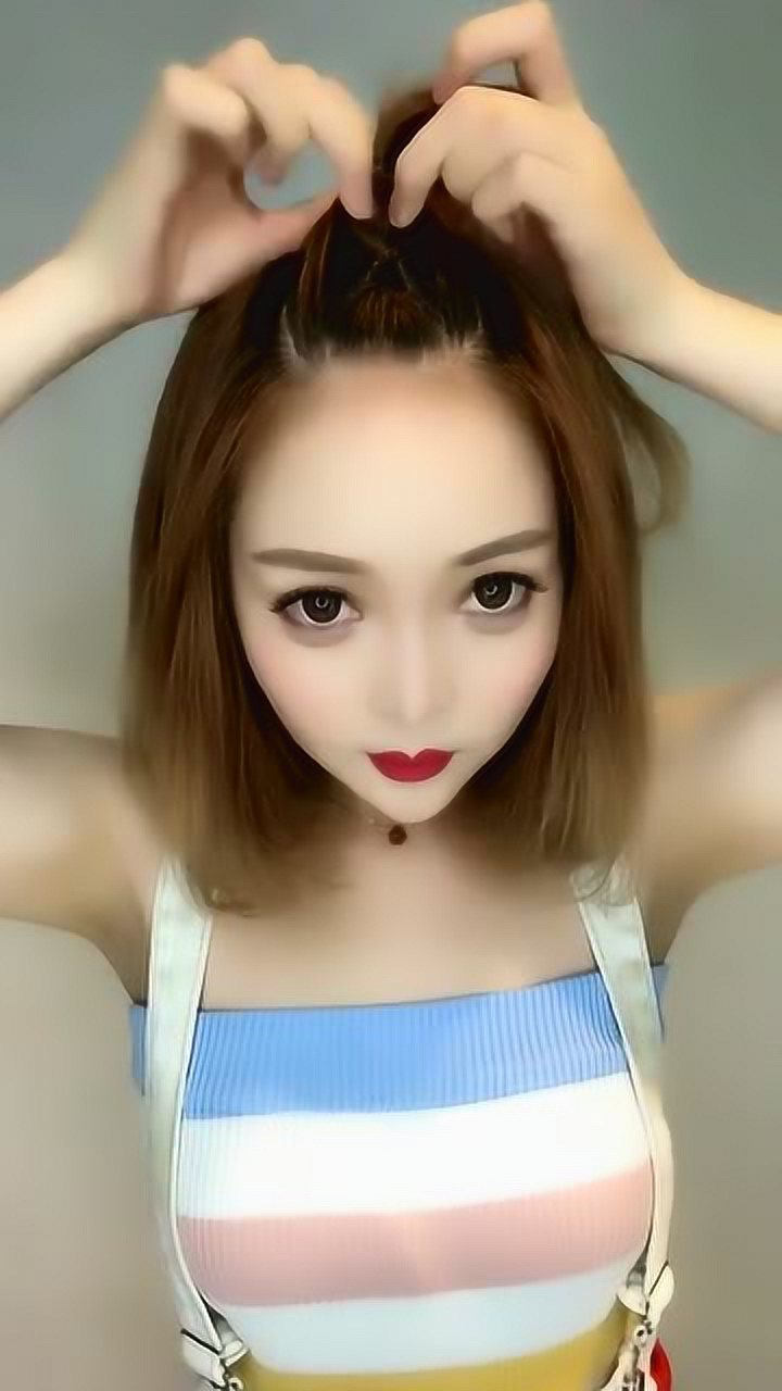 短发妹子有刘海可以这样扎头发真的超级好看