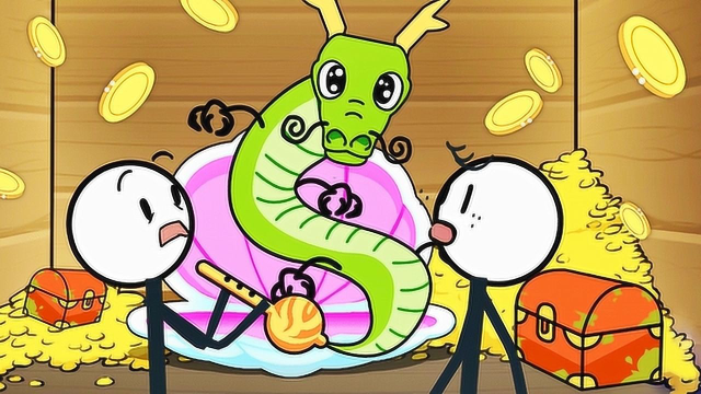 火柴人大逃亡我用神器召唤出神龙带着宝藏飞天而去阿波兔解说