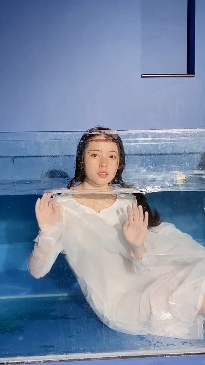 美女憋气属实厉害但却美不过三秒立马破功