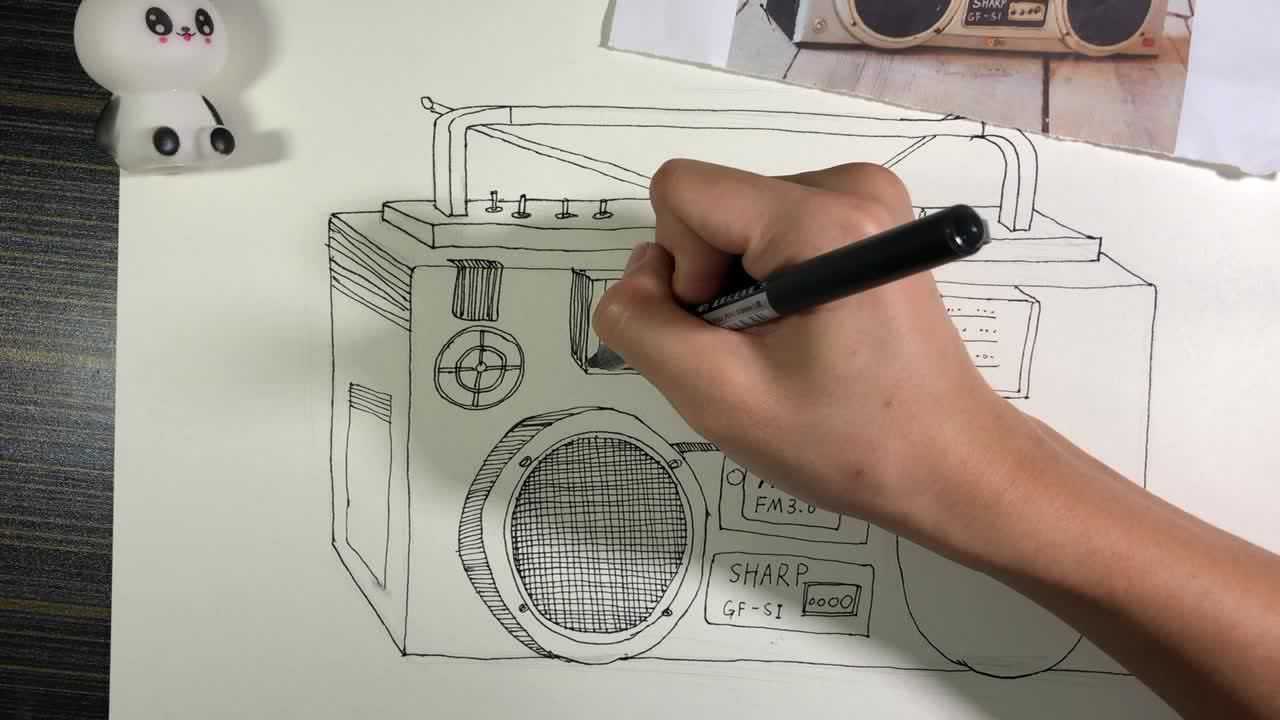 收音机线描教学视频