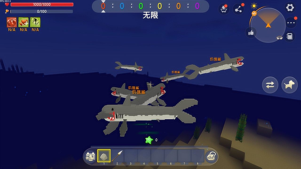 迷你世界:小黑变成饥饿鲨,放出一百头鲨鱼手下