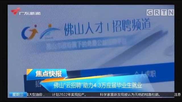 佛山“云招聘”助力4.3万应届毕业生就业