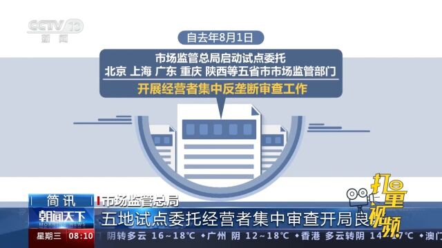 市场监管总局:五地试点委托经营者集中审查开局良好