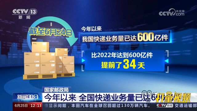 商务部:今年全国快递业务量已达600亿件,比2022年提前34天