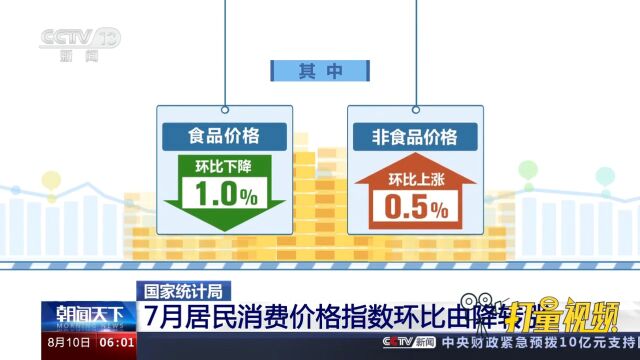 国家统计局:7月居民消费价格指数环比由降转涨