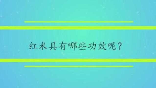 红米具有哪些功效呢?