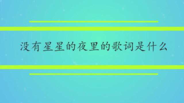 没有星星的夜里的歌词是什么