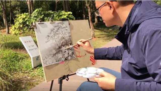 中国画作品欣赏“张老师”户外作画,不一样的体验,不一样的风格