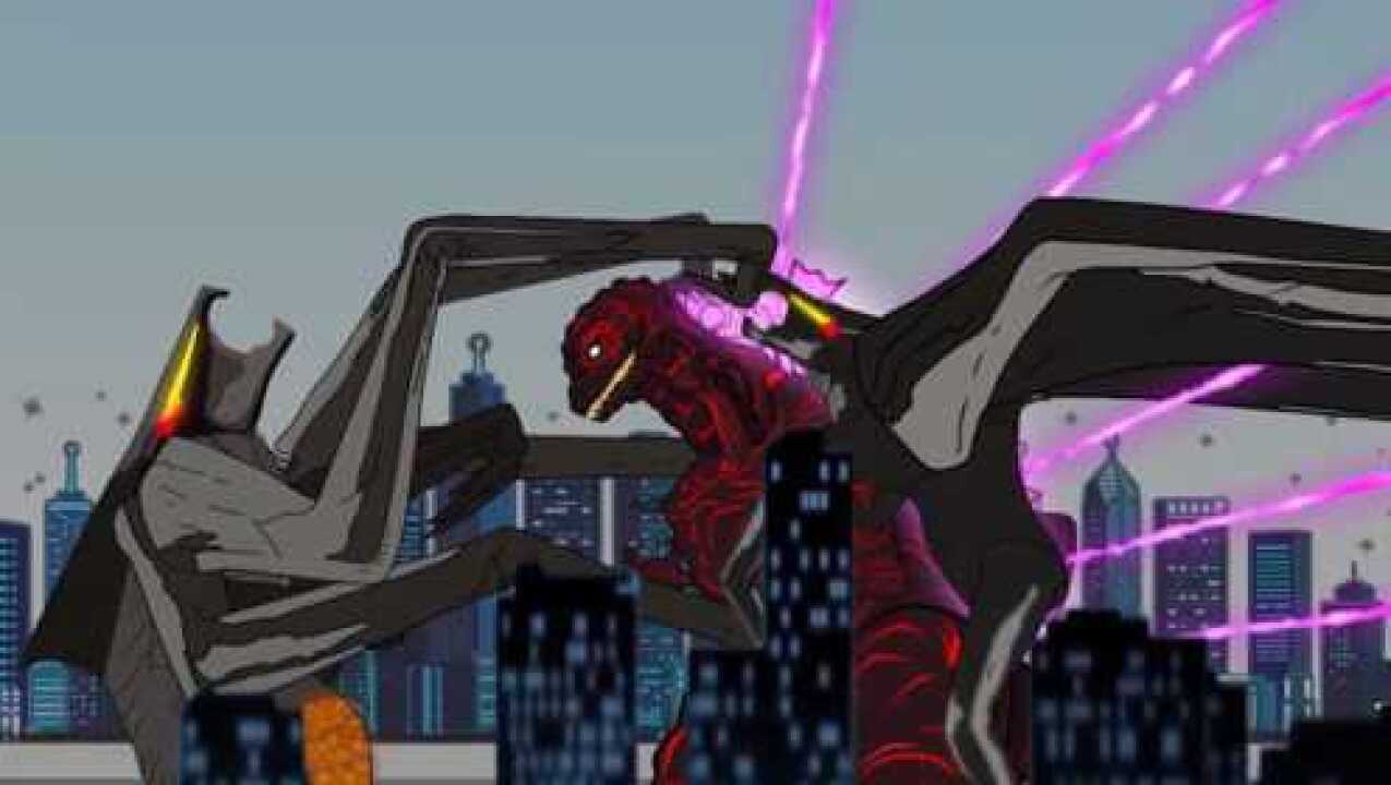 新哥斯拉大战雌雄穆托 脊背射线发射 穆托靠边边_腾讯视频