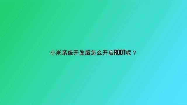 小米系统开发版怎么开启root呢?