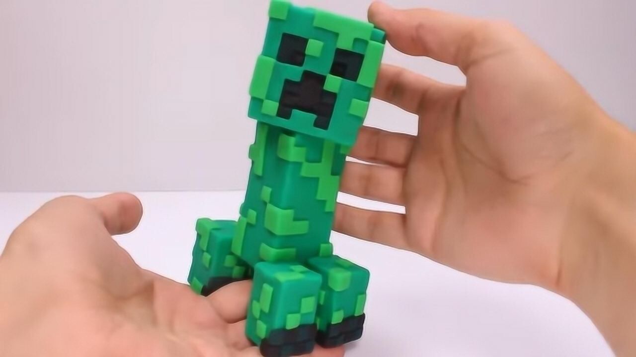 我的世界手办太贵自己用橡皮泥捏一个爬行者步骤简单易学