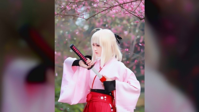 Cosplay《Fate》阿尔托利亚,日系和服的清纯小姐姐